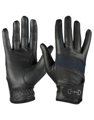 Breathable leather mesh horse riding gloves with crystal bit design
