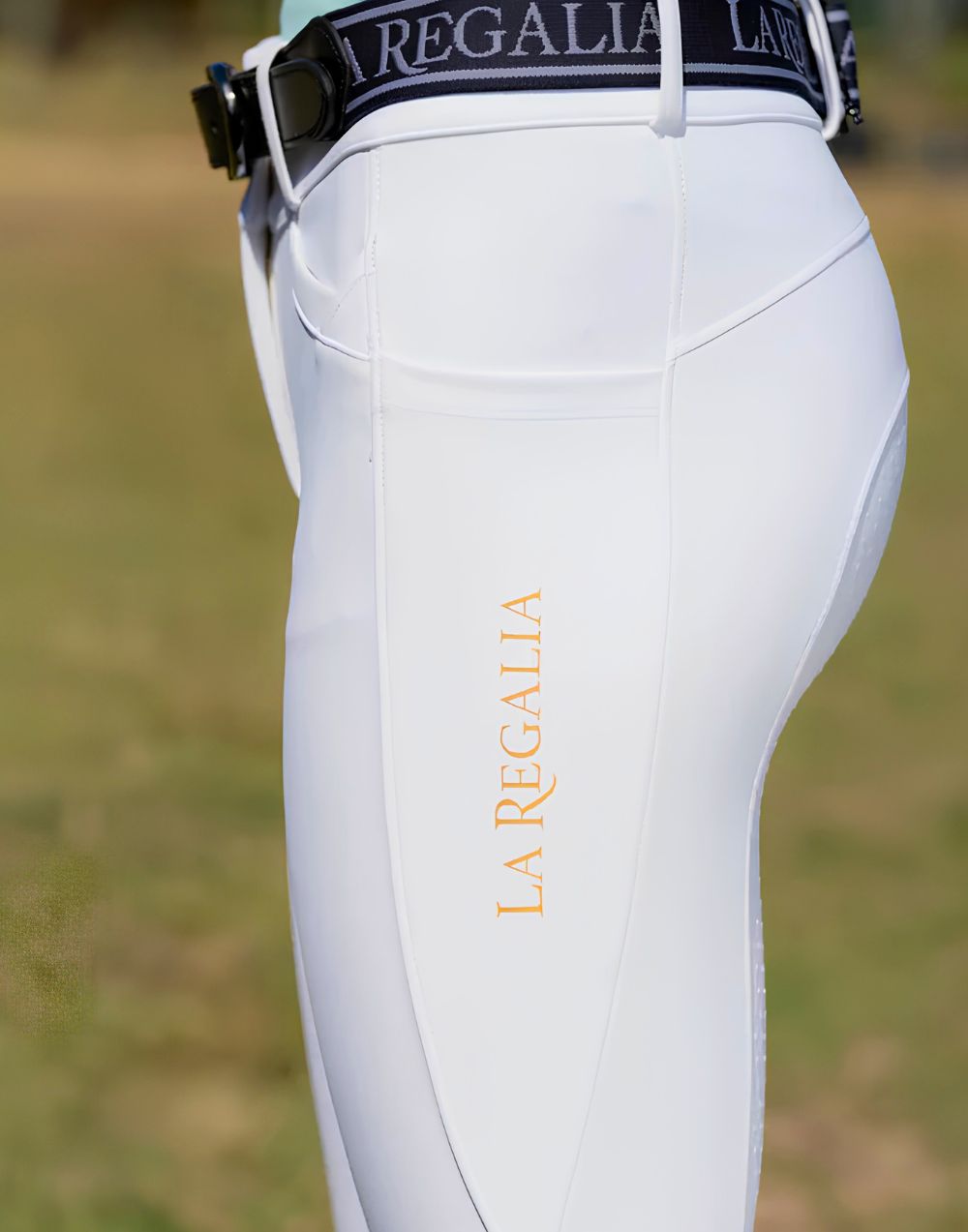 La Regalia Mancha Breeches with full-seat grip, high curved waistband and 340g performance fabric, premium women's riding breeches