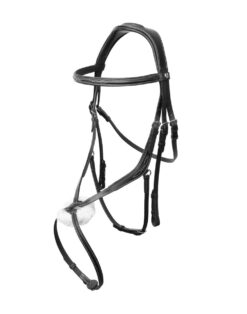 Horze Monterrey Grackle Bridle soft leather with white stitch details and wool-lined noseband