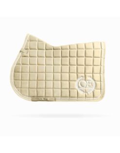 Premium velvet numnah with high wither design, luxurious velvet finish suitable for training and competition, machine washable equestrian saddle pad